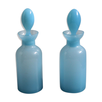 Duo of blue opaline vials
