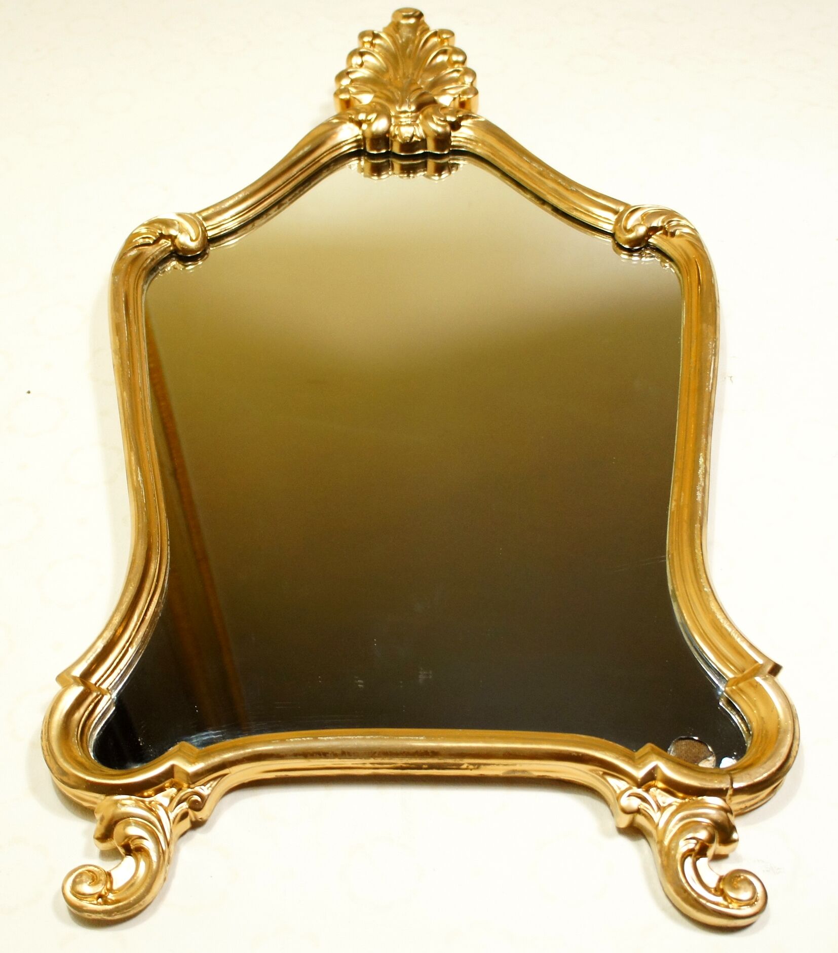 Louis XV style mirror, rockery, in golden resin, circa 1950 46x83cm