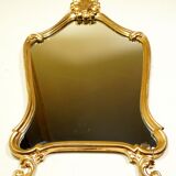 Louis XV style mirror, rockery, in golden resin, circa 1950 46x83cm