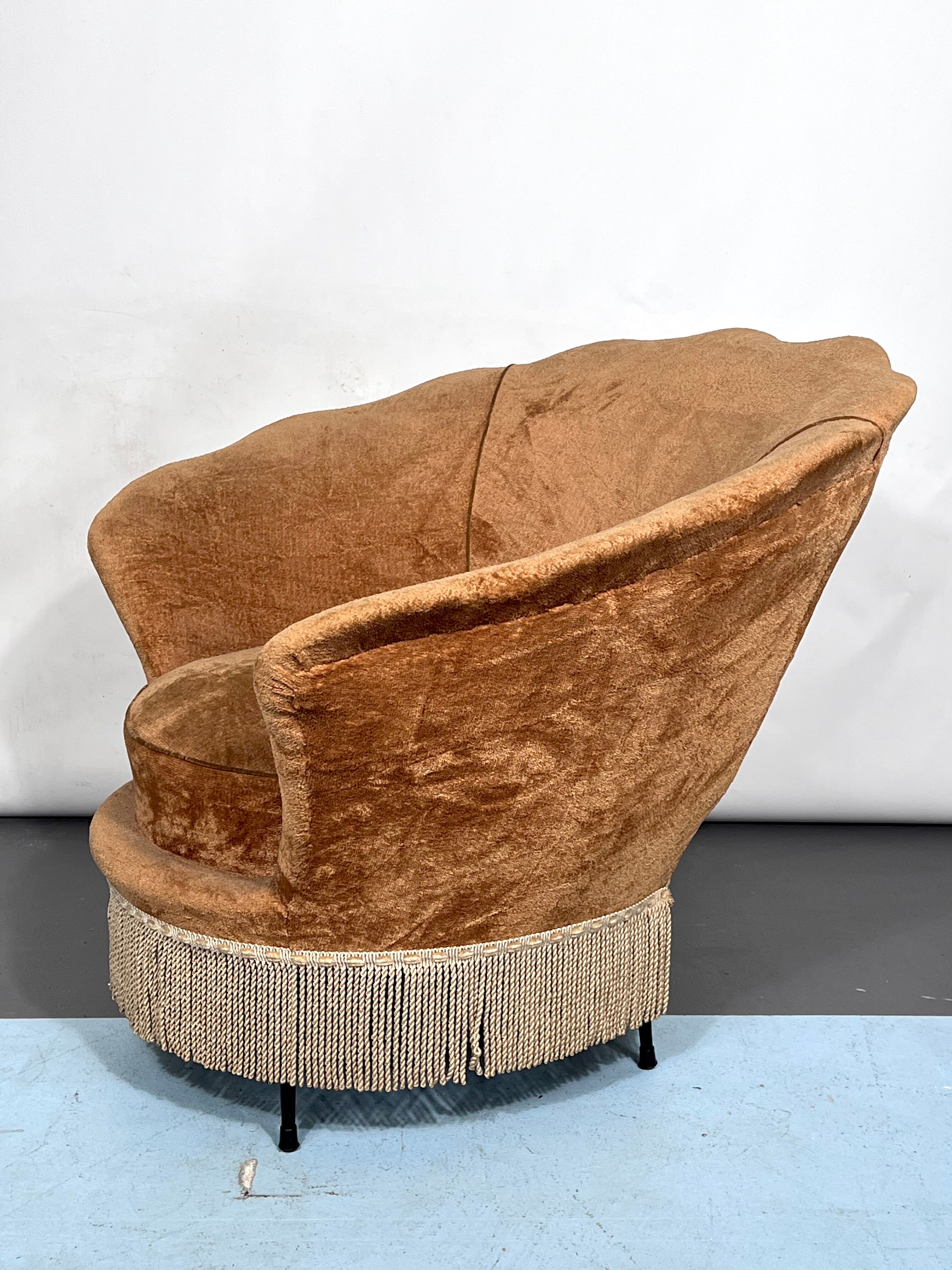 Set of two round velvet armchairs from 50s