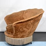 Set of two round velvet armchairs from 50s