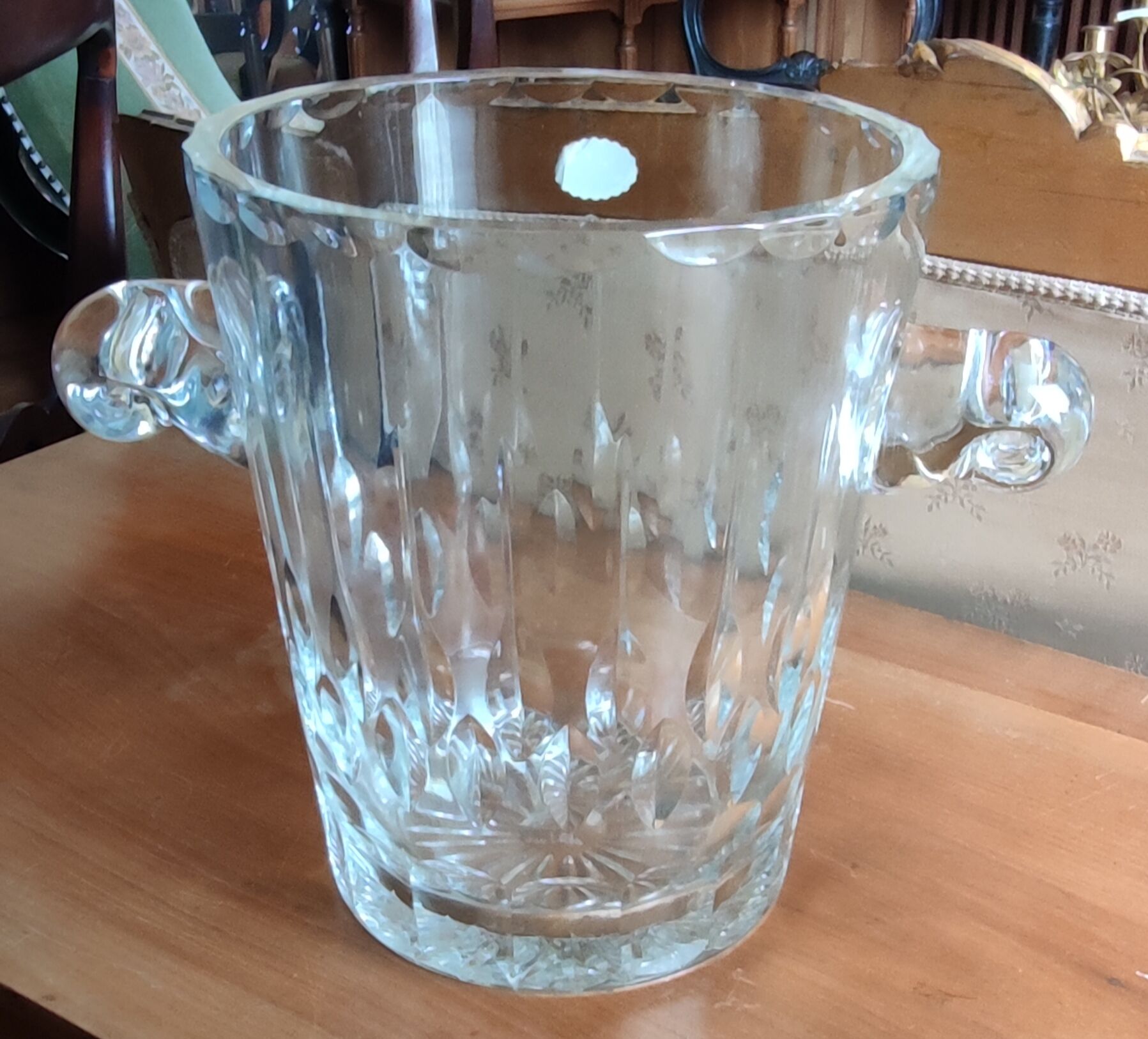 Old hand-cut crystal champagne bucket