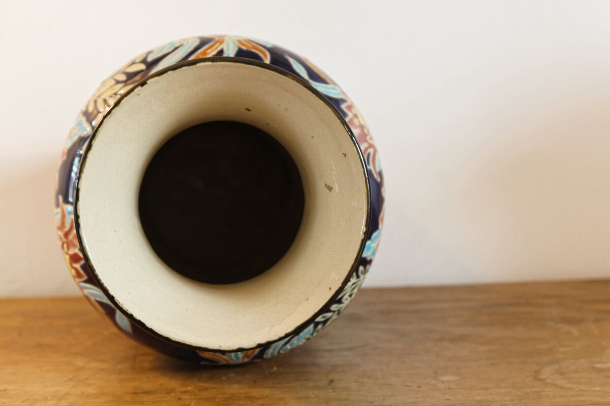 Enamelled ceramic flower vase