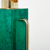 Thermos pitcher in green parchment and brass by Aldo Tura 1960