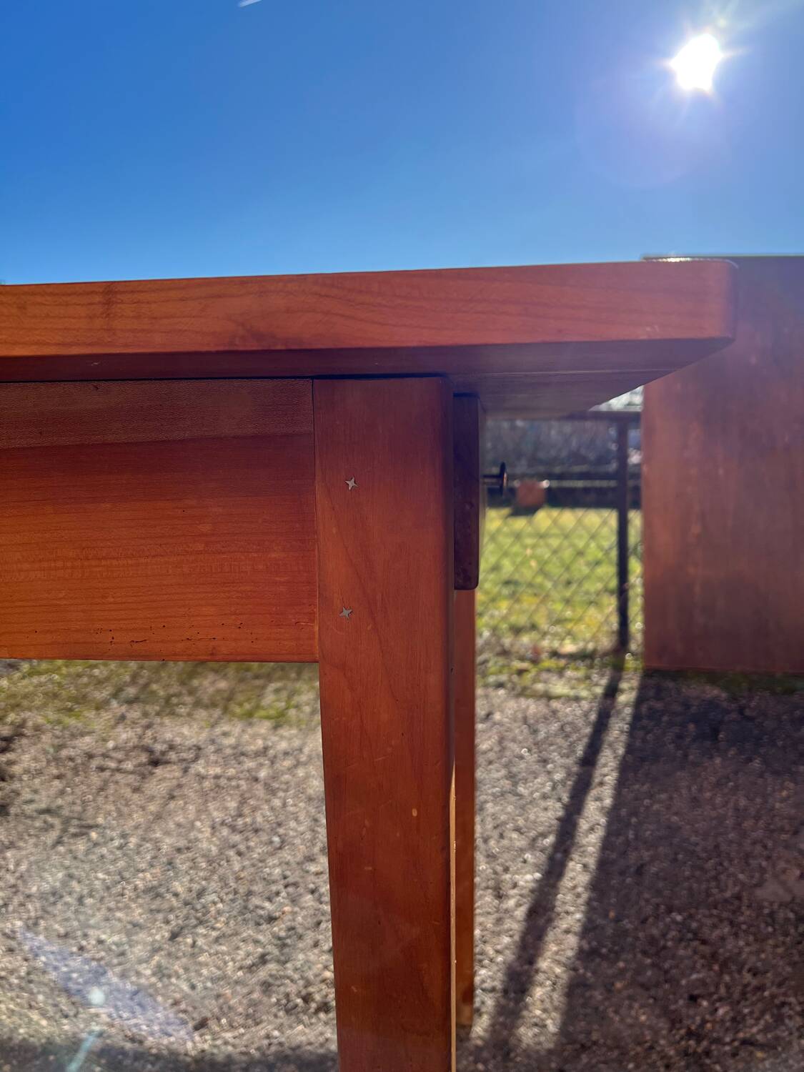 Solid wood table with side drawers
