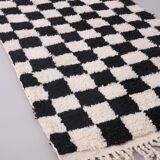 Moroccan Handmade Beni Ourain Rug 95 x 177 cm - Checkered Berber Runner rug
