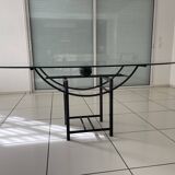 Glass top table and marble ball
