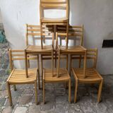 Series of 6 XXth chairs in varnished oak