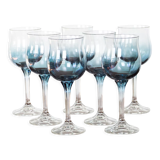 7 antique glasses in blue gradient crystal