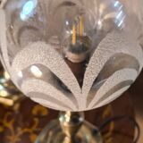 pair of brass bedside lamps and glass ball 32x160