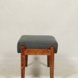 Footrest in vintage style, wooden pouffe, corduroy fabric , Graphite upholstery