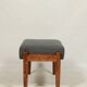 Footrest in vintage style, wooden pouffe, corduroy fabric , Graphite upholstery