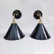 Pair of antique black enamelled sheet metal wall lights