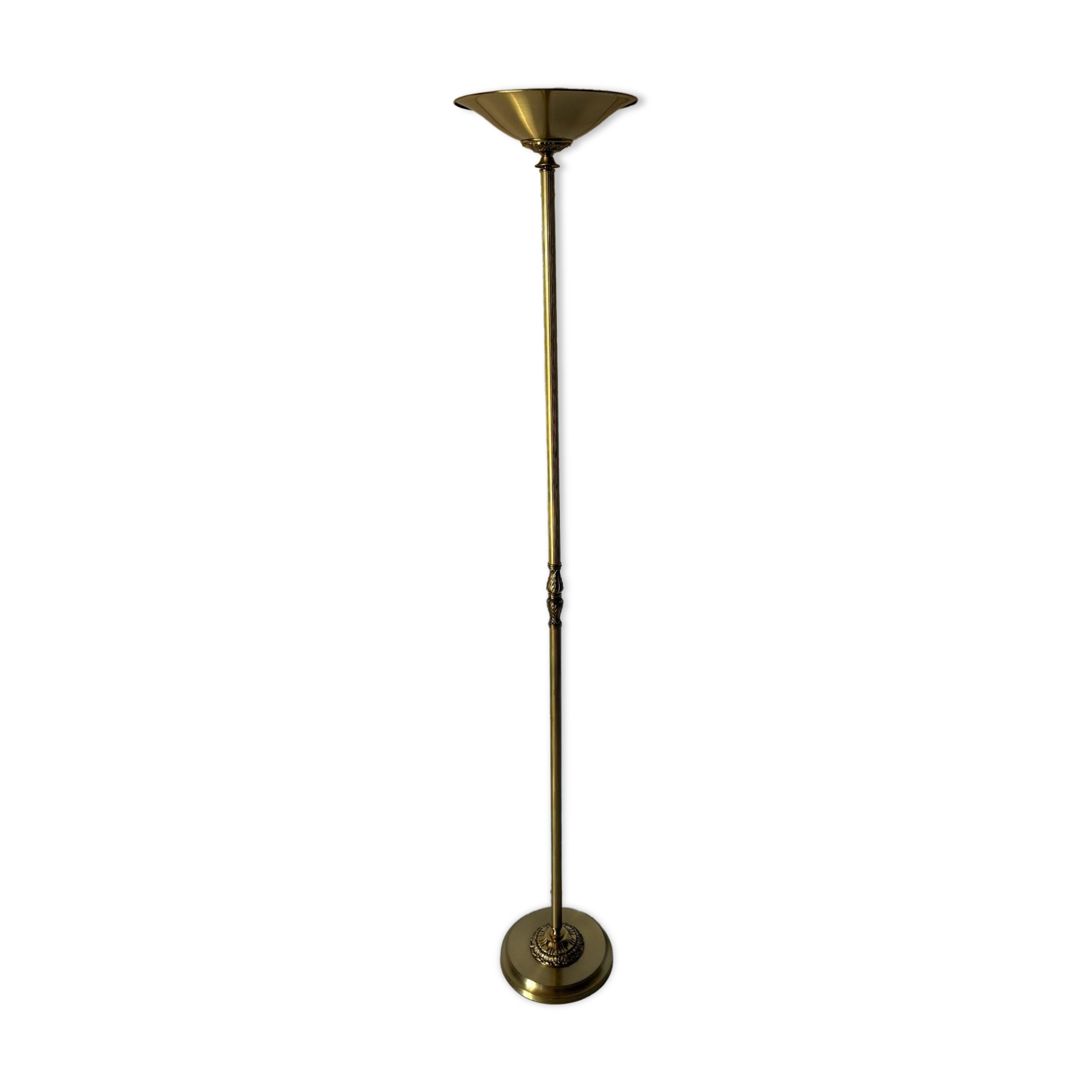 Brass torchiere floor lamp with neoclassical decoration – Empire style