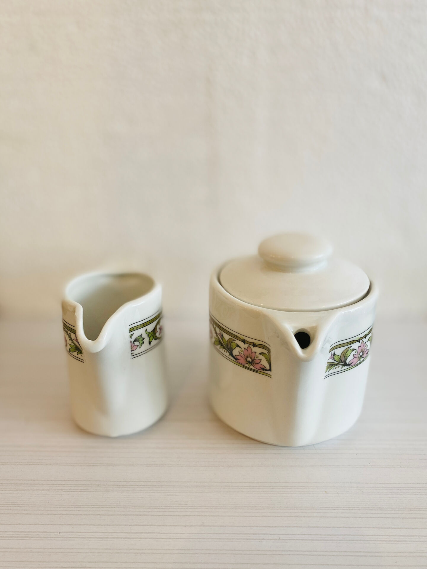 Vintage porcelain coffee pot / teapot and milk jug Apilco