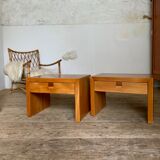 Vintage bedside tables in solid elm