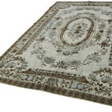 Handmade Distressed Turkish 1980s 207 cm x 304 cm Grey Rug