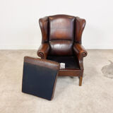 Vintage sheep leather wingback armchair london