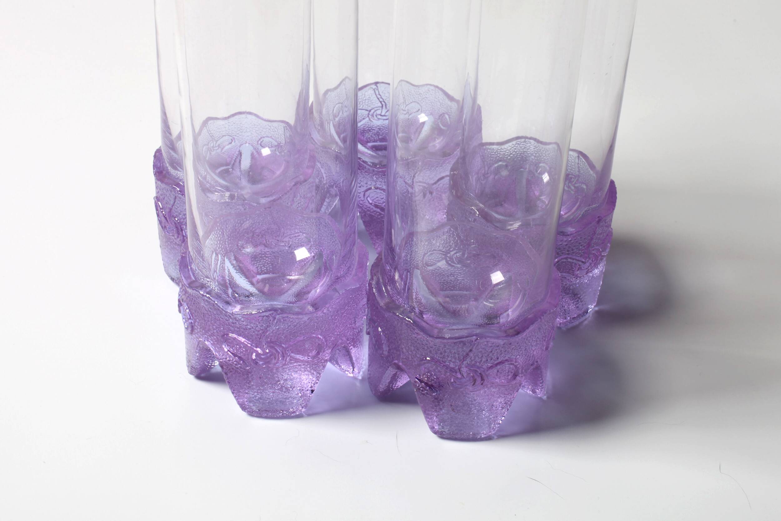Set of 5 Vintage Lilac Tumblers / LACS Kristallglas / Italy / 1970s