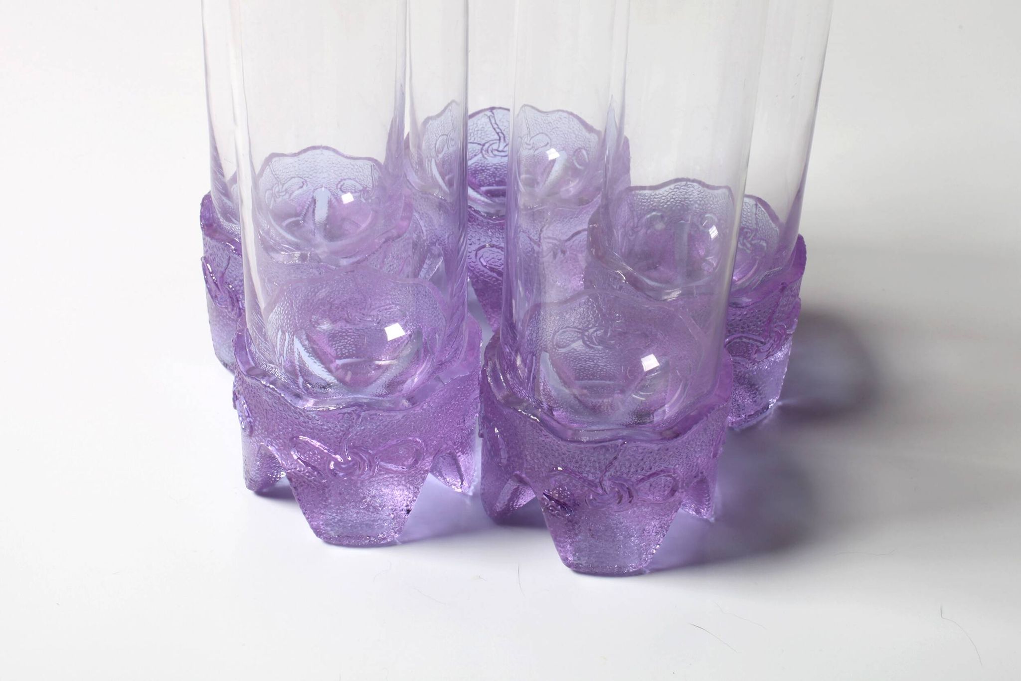 Set of 5 Vintage Lilac Tumblers / LACS Kristallglas / Italy / 1970s