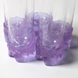 Set of 5 Vintage Lilac Tumblers / LACS Kristallglas / Italy / 1970s