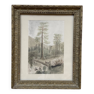 Aquarelle originale encadrée