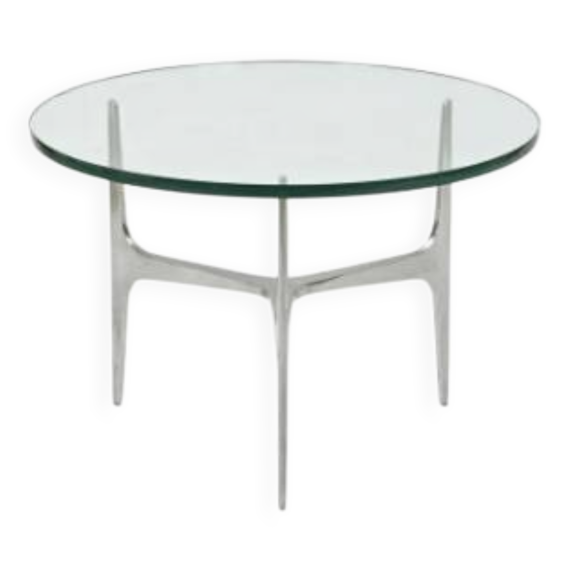 Knut HESTERBERG Round coffee table in glass and polished aluminum