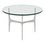 Knut HESTERBERG Table basse ronde en verre et aluminium poli