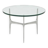 Knut HESTERBERG Round coffee table in glass and polished aluminium