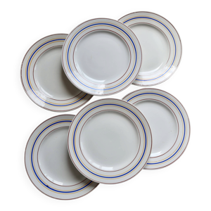 Assiettes plates vintage - rayures