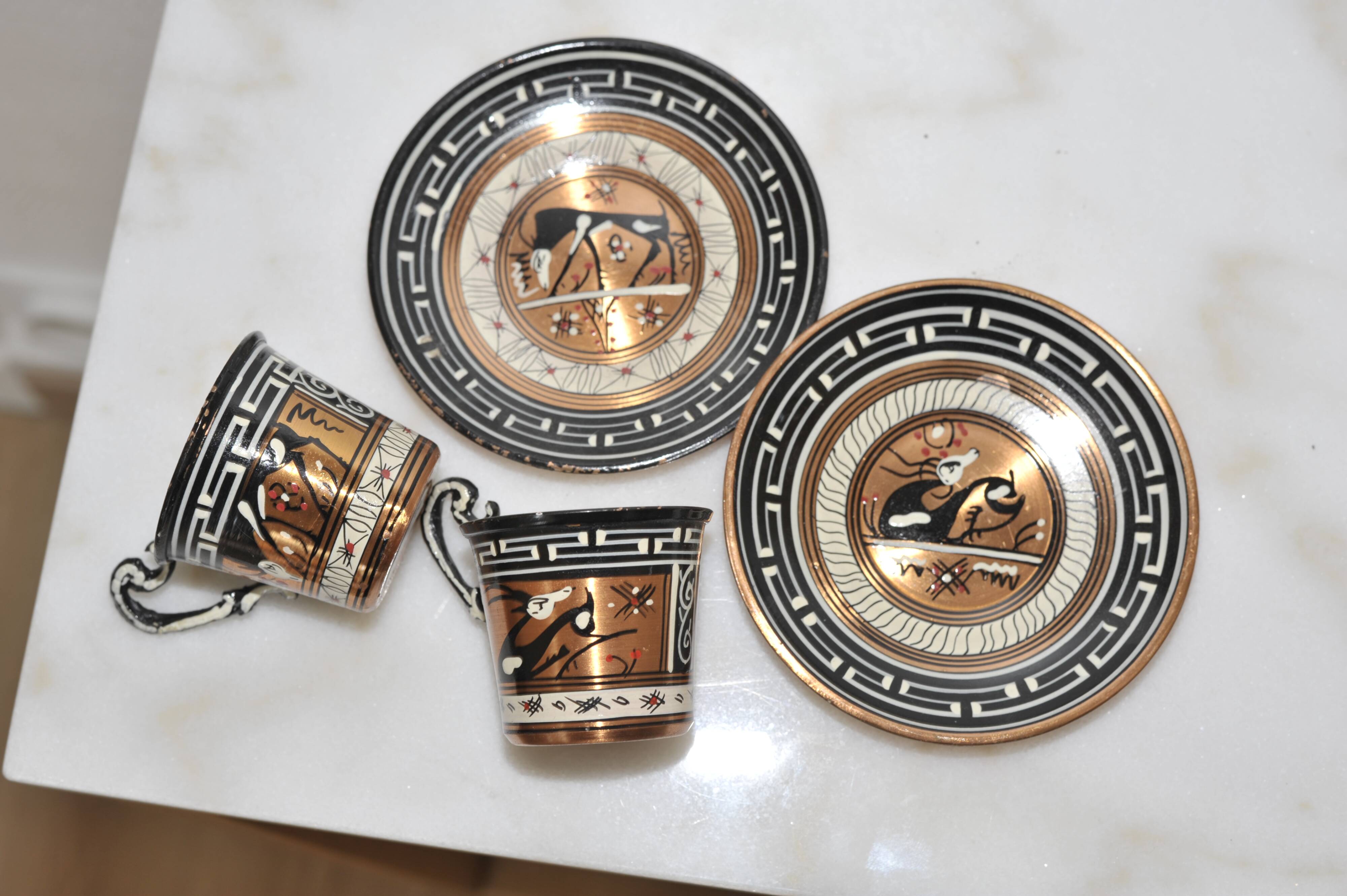 2 Greek espresso cups