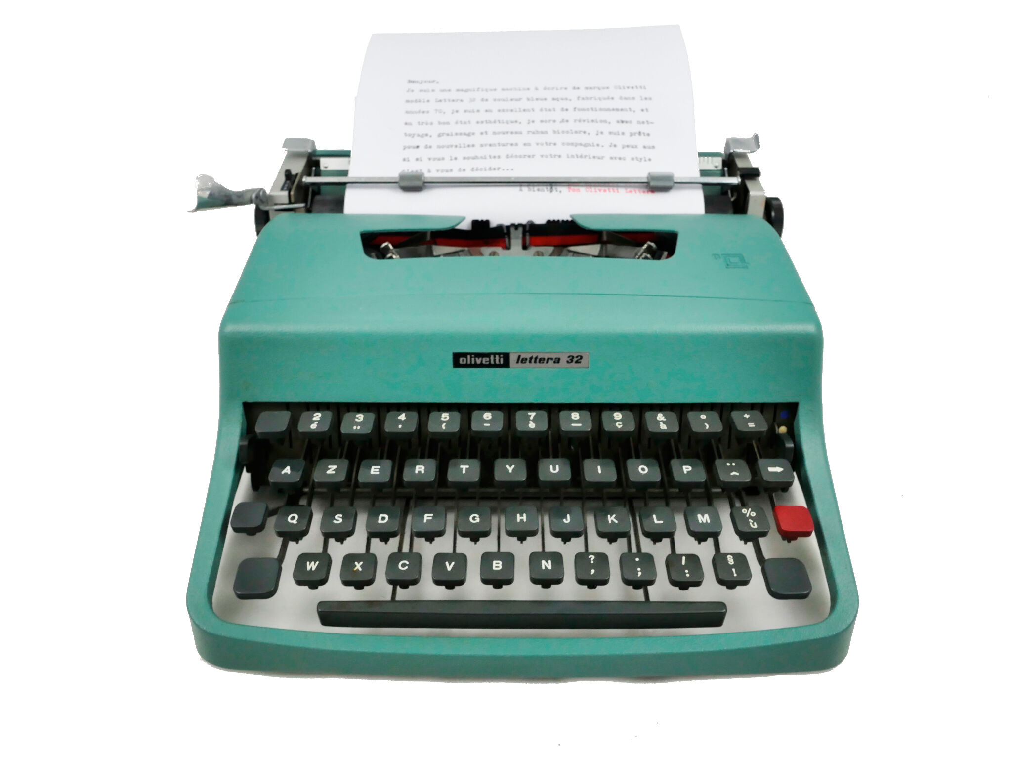 Olivetti Lettera 32 blue typewriter
