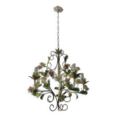 Lustre italien en céramique tole avec rosace, années 1960