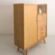 Oak desk cabinet with wardrobe space and fully pickled showcase, circa 60