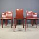 Chaises de salle à manger italiennes en cuir rouge, années 1980 - lot de 6