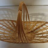 Rattan and wood basket