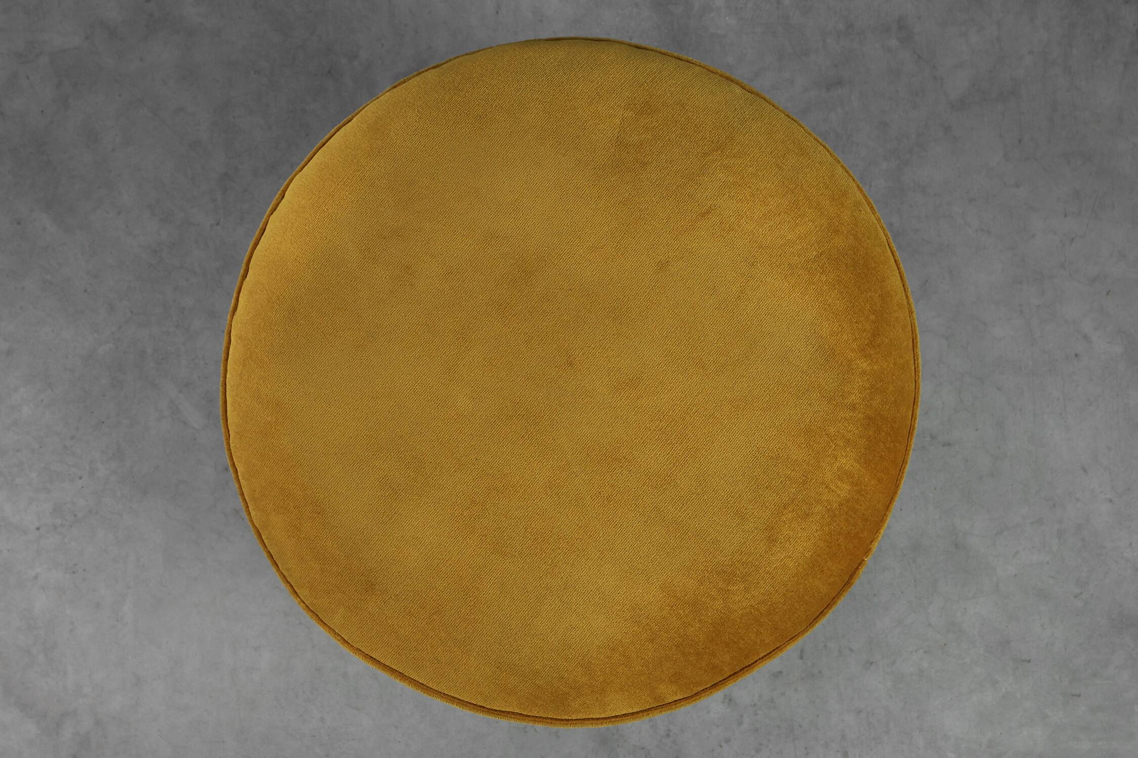 Mid‑Century Mustard‑Yellow Ottoman in Wood and Velvet, France 1950s