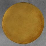 Mid‑Century Mustard‑Yellow Ottoman in Wood and Velvet, France 1950s