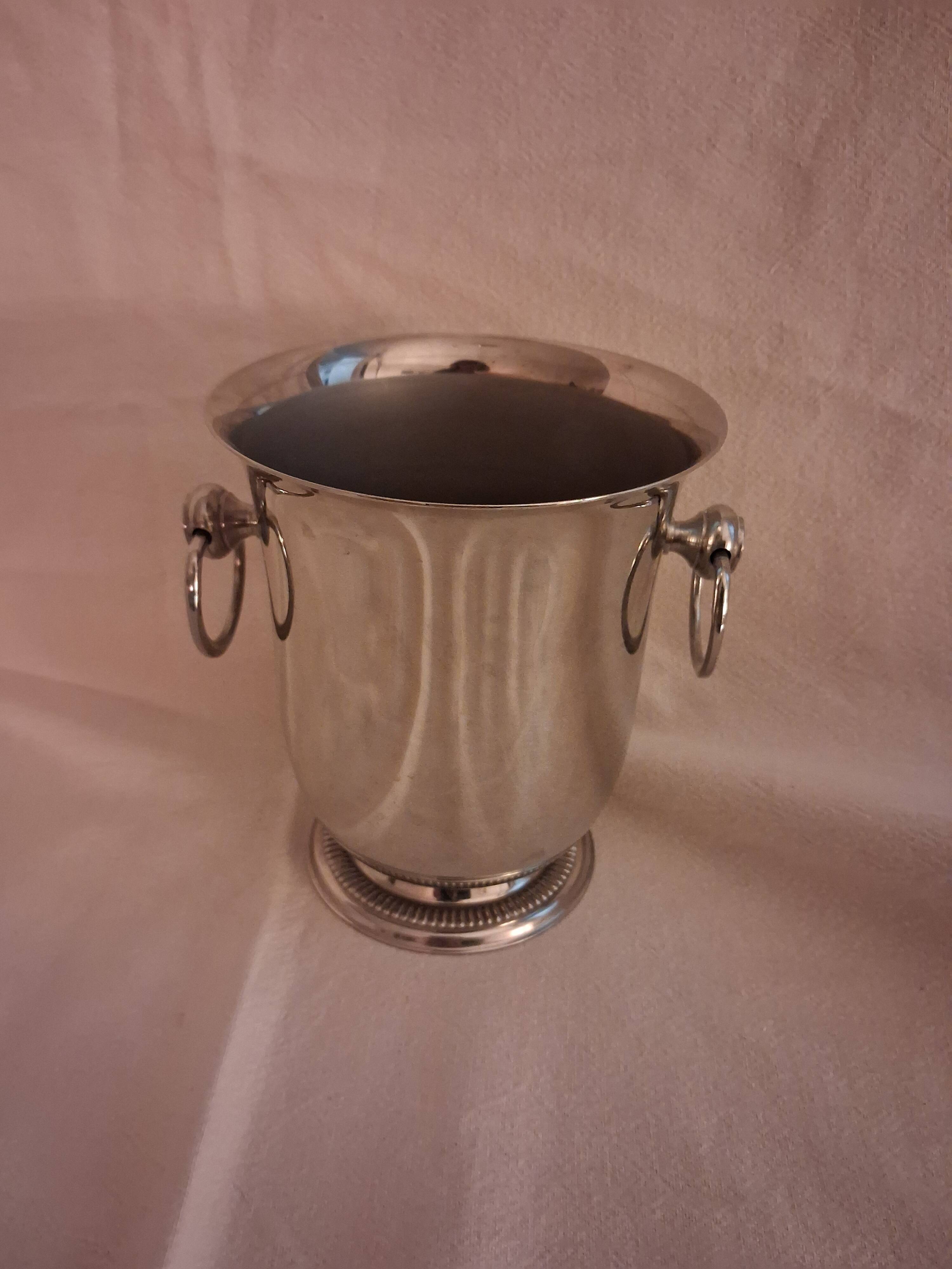 Small "refreshment" or ice bucket, in stainless steel, silversmith Jean Couzon.