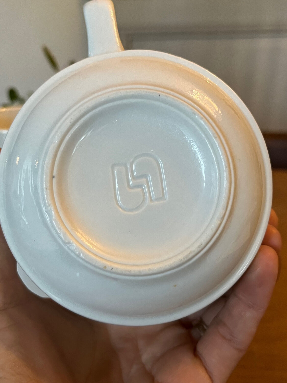 Stackable ceramic cups from Sarreguemines