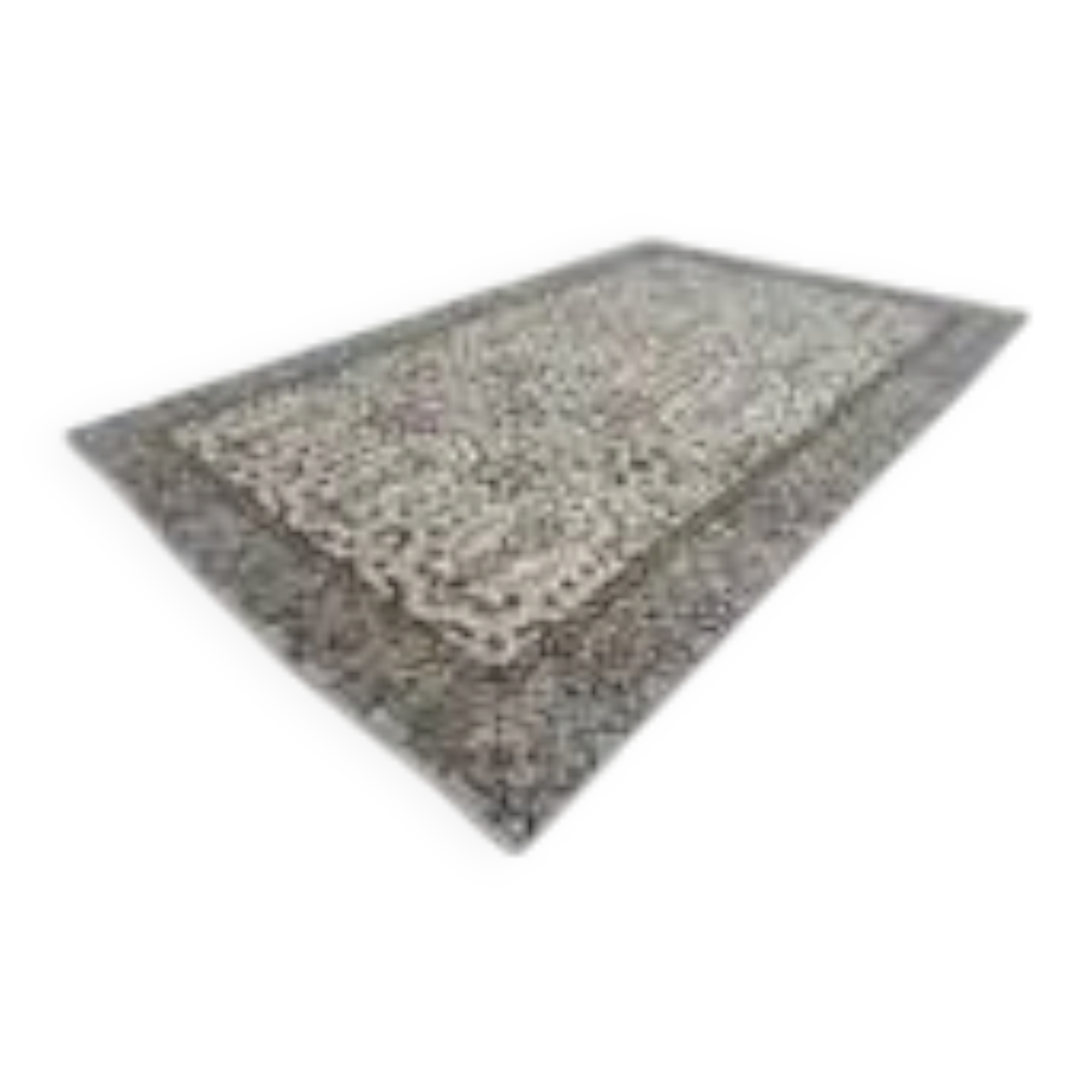 1970s Vintage Turkish Oushak Handmade Wool Cotton Beige Area Rug 154x240