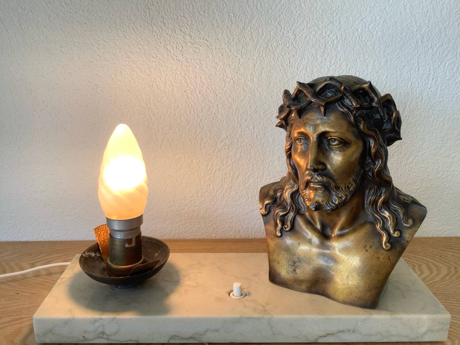 Christ bronze lamp signed L. Artaux