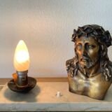 Lampe  bronze Christ signé L. Artaux