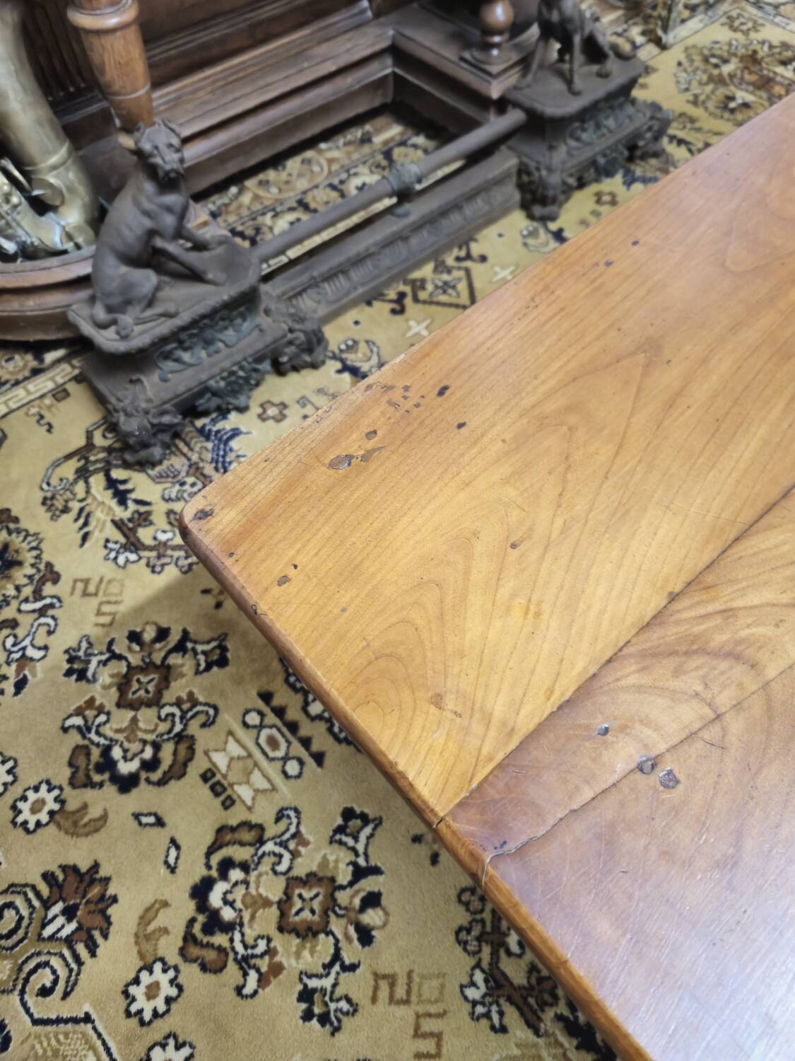 19th century solid walnut farmhouse coffee table - 2 drawers