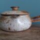 Covered stoneware fondue pot/tureen from Puisaye, signed Jean-Pierre Prud’homme