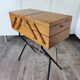 Worker sewing box door magazines steel wood scoubidou yellow vintage