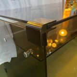 Smoked glass and metal desk, 1970s.