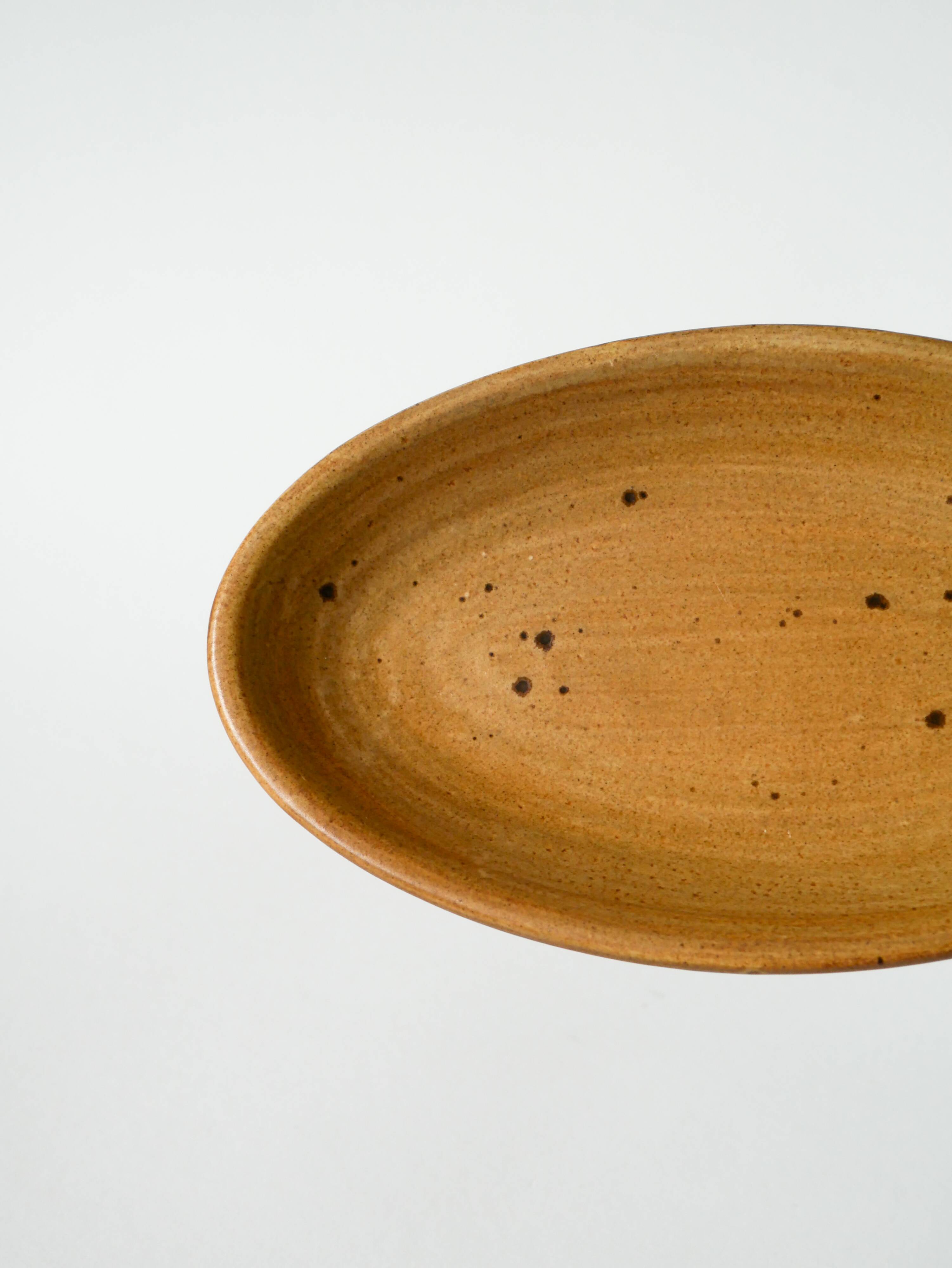 Small glazed stoneware dish, southern pottery, 1960