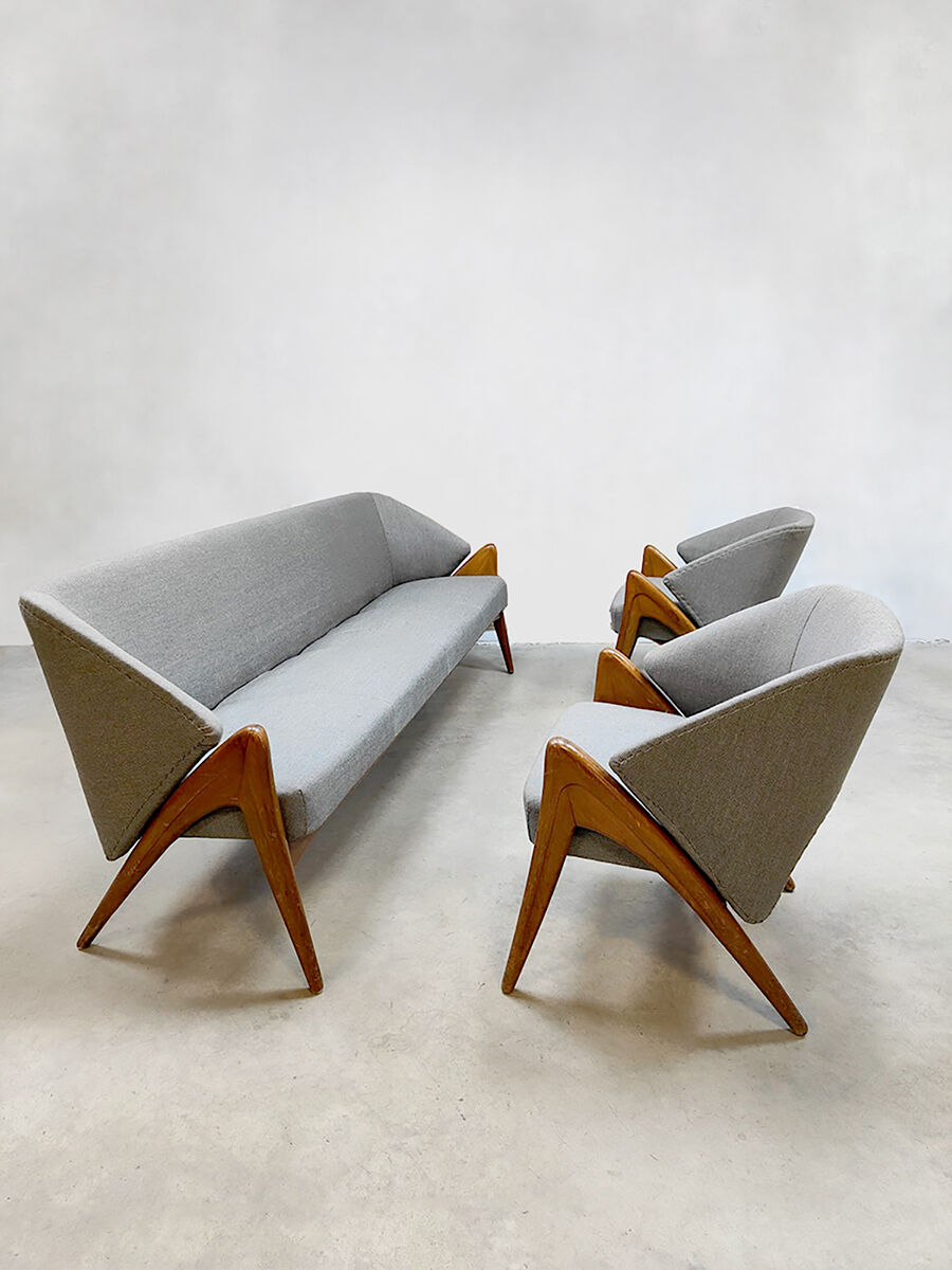 Midcentury scandinavian design lounge set sofa armchairs
