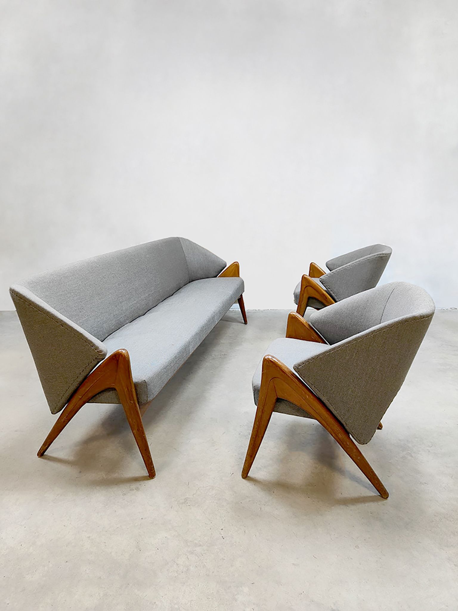 Midcentury scandinavian design lounge set sofa armchairs